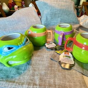 *~*🐢 NEW TMNT Teenage Mutant Ninja Turtles ~ SET OF 4 MUGS ~ 24oz Coffee Cups☕️